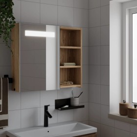 Bathroom cabinet with mirror and LED light oak 60x13x52 cm by , bathroom vanities - Ref: Foro24-357972, Price: 116,99 €, Disc...