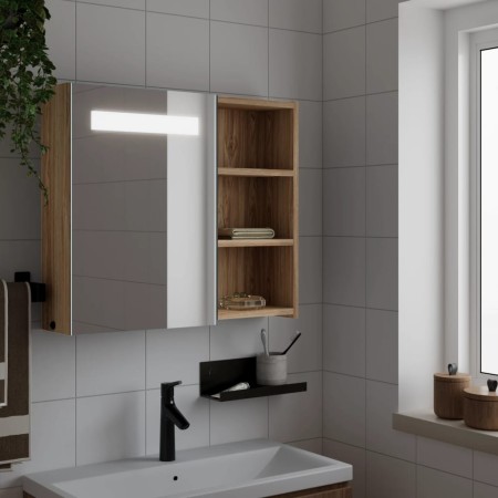 Mueble de baño con espejo y luz LED roble 60x13x52 cm de , Tocadores de baño - Ref: Foro24-357972, Precio: 100,77 €, Descuent...