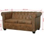 Sofá Chesterfield de 2 plazas cuero sintético marrón de vidaXL, Sofás - Ref: Foro24-243619, Precio: 492,03 €, Descuento: %