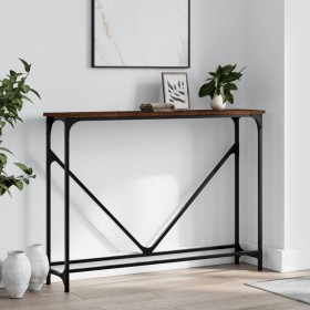 Engineered wood brown oak console table 102x22.5x75 cm by , Side tables - Ref: Foro24-834134, Price: 44,99 €, Discount: %