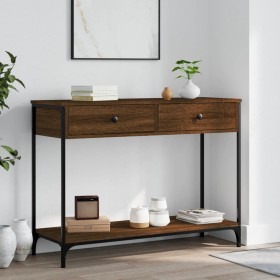 Engineered wood brown oak console table 100x34.5x75 cm by , Side tables - Ref: Foro24-834174, Price: 88,99 €, Discount: %