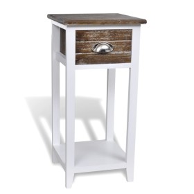 Mesita de noche con 1 cajón marrón y blanca de vidaXL, Mesitas de noche - Ref: Foro24-242039, Precio: 47,99 €, Descuento: %