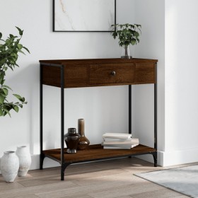 Engineered wood brown oak console table 75x34.5x75 cm by , Side tables - Ref: Foro24-834169, Price: 67,40 €, Discount: %