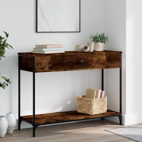 Smoked oak plywood console table 100x34.5x75 cm by , Side tables - Ref: Foro24-834162, Price: 63,60 €, Discount: %