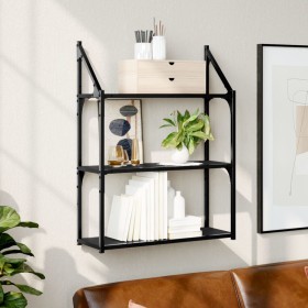 Wall shelf 3 levels engineered wood black 60x21x78.5cm by , Shelves and shelves - Ref: Foro24-835449, Price: 41,97 €, Discoun...