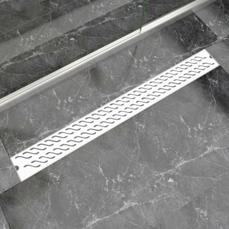 Wavy stainless steel linear shower drain 1030x140 mm by vidaXL, Drains - Ref: Foro24-142188, Price: 57,11 €, Discount: %