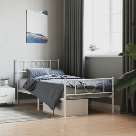 Estructura cama metal con cabecero y pie cama blanca 75x190 cm de , Camas y somieres - Ref: Foro24-355520, Precio: 68,99 €, D...