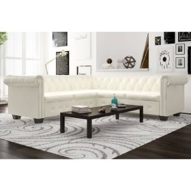 Sofá Chesterfield 5 plazas de cuero artificial blanco de vidaXL, Sofás - Ref: Foro24-243613, Precio: 674,99 €, Descuento: %