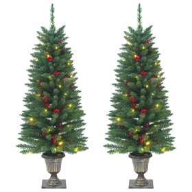 Árboles de Navidad artificiales 2 uds 100 LED verde 120 cm de , Arboles de navidad - Ref: Foro24-357770, Precio: 85,40 €, Des...