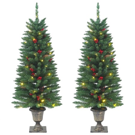 Artificial Christmas trees 2 pcs 100 LED green 120 cm by , Christmas trees - Ref: Foro24-357770, Price: 73,99 €, Discount: %