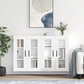 Wall cabinets 2 pcs glossy white engineered wood by , Sideboards - Ref: Foro24-3197971, Price: 191,54 €, Discount: %