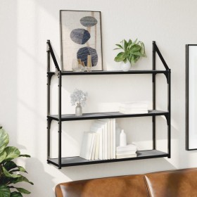 Sonoma gray engineered wood wall shelf 80x21x78.5cm by , Shelves and shelves - Ref: Foro24-835457, Price: 39,99 €, Discount: %