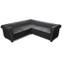 Sofá Chesterfield de esquina 5 plazas de cuero artificial negro de vidaXL, Sofás - Ref: Foro24-243614, Precio: 872,54 €, Desc...