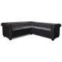 Sofá Chesterfield de esquina 5 plazas de cuero artificial negro de vidaXL, Sofás - Ref: Foro24-243614, Precio: 872,54 €, Desc...