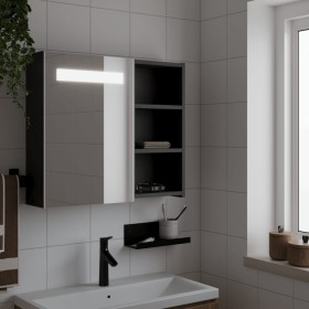 Mueble de baño con espejo y luz LED negro 60x13x52 cm de , Tocadores de baño - Ref: Foro24-357971, Precio: 107,99 €, Descuent...