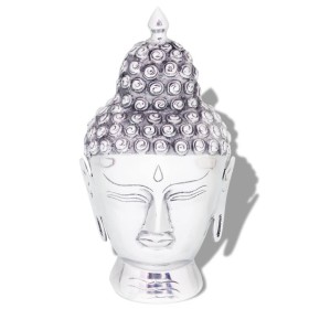 Dekorativer Buddha-Kopf aus silbernem Aluminium von vidaXL, Figuren, Skulpturen und Statuen - Ref: Foro24-243491, Preis: 38,9...