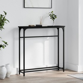 Black engineered wood console table 75x19.5x75 cm by , Side tables - Ref: Foro24-834135, Price: 44,26 €, Discount: %