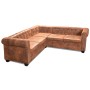 Sofá Chesterfield de esquina 5 plazas de cuero artificial marrón de vidaXL, Sofás - Ref: Foro24-243615, Precio: 756,18 €, Des...