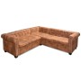 Sofá Chesterfield de esquina 5 plazas de cuero artificial marrón de vidaXL, Sofás - Ref: Foro24-243615, Precio: 756,18 €, Des...