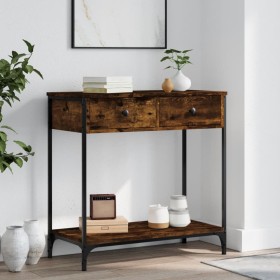 Smoked oak engineered wood console table 75x34.5x75 cm by , Side tables - Ref: Foro24-834177, Price: 79,99 €, Discount: %