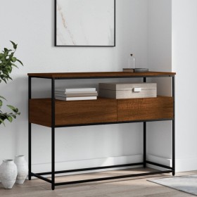 Oak brown engineered wood console table 100x40x75 cm by , Side tables - Ref: Foro24-834154, Price: 78,80 €, Discount: %