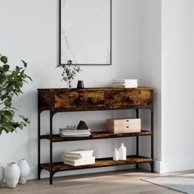 Smoked oak engineered wood console table 100x25x75 cm by , Side tables - Ref: Foro24-834182, Price: 90,18 €, Discount: %