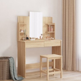 Dressing table with mirror in Sonoma oak color 96x39x142 cm by , Bedroom Dressers - Ref: Foro24-837576, Price: 104,12 €, Disc...