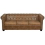 Sofá Chesterfield de 3 plazas cuero sintético marrón de vidaXL, Sofás - Ref: Foro24-243620, Precio: 497,88 €, Descuento: %