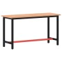 Banco de trabajo madera maciza de haya y metal 150x55x81,5 cm de , Mesas de trabajo - Ref: Foro24-3188905, Precio: 191,99 €, ...