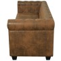 Sofá Chesterfield de 3 plazas cuero sintético marrón de vidaXL, Sofás - Ref: Foro24-243620, Precio: 497,88 €, Descuento: %