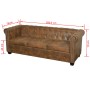 Sofá Chesterfield de 3 plazas cuero sintético marrón de vidaXL, Sofás - Ref: Foro24-243620, Precio: 497,88 €, Descuento: %