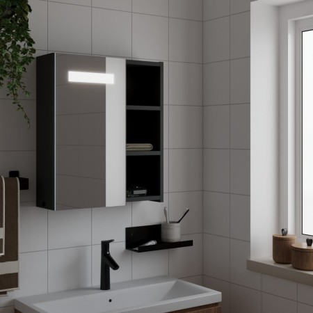 Mueble de baño con espejo y luz LED negro 45x13x52 cm de , Tocadores de baño - Ref: Foro24-357967, Precio: 92,92 €, Descuento: %