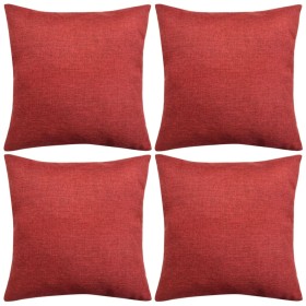 Cushion covers 4 pcs burgundy linen look 80x80 cm by vidaXL, Cushions - Ref: Foro24-131569, Price: 30,99 €, Discount: %