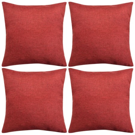 Cushion covers 4 pcs burgundy linen look 80x80 cm by vidaXL, Cushions - Ref: Foro24-131569, Price: 30,15 €, Discount: %