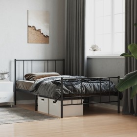 Bed frame with headboard and black metal footboard 80x200 cm by , Beds and slatted bases - Ref: Foro24-352489, Price: 59,50 €...