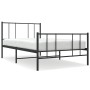 Bed frame with headboard and black metal footboard 80x200 cm by , Beds and slatted bases - Ref: Foro24-352489, Price: 59,62 €...