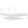 Metal bed frame with white headboard 150x200 cm by , Beds and slatted bases - Ref: Foro24-372328, Price: 93,12 €, Discount: %