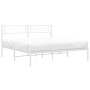 Metal bed frame with white headboard 150x200 cm by , Beds and slatted bases - Ref: Foro24-372328, Price: 93,12 €, Discount: %