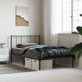 Bed frame with black metal headboard 80x200 cm by , Beds and slatted bases - Ref: Foro24-352471, Price: 63,89 €, Discount: %