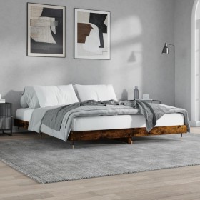 Estructura de cama madera de ingeniería roble ahumado 150x200cm de , Camas y somieres - Ref: Foro24-832138, Precio: 112,99 €,...