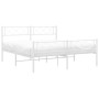 Metal bed frame with headboard and white footboard 135x190 cm by , Beds and slatted bases - Ref: Foro24-372343, Price: 101,56...