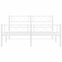 Metal bed frame with headboard and white footboard 135x190 cm by , Beds and slatted bases - Ref: Foro24-372343, Price: 101,56...