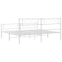 Metal bed frame with headboard and white footboard 180x200 cm by , Beds and slatted bases - Ref: Foro24-372348, Price: 105,89...