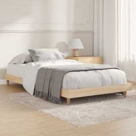 Sonoma oak engineered wood bed frame 100x200 cm by , Beds and slatted bases - Ref: Foro24-832056, Price: 79,69 €, Discount: %