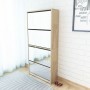 Shoe cabinet with 4 compartments, mirror, oak color, 63x17x134cm. by vidaXL, Shoe racks and shoe organizers - Ref: Foro24-273...