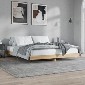 Sonoma oak engineered wood bed frame 180x200 cm by , Beds and slatted bases - Ref: Foro24-832120, Price: 129,99 €, Discount: %