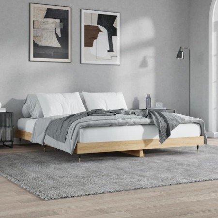 Sonoma oak engineered wood bed frame 180x200 cm by , Beds and slatted bases - Ref: Foro24-832120, Price: 129,22 €, Discount: %