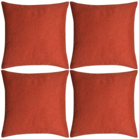 Fundas de cojines 4 uds apariencia de lino terracota 80x80 cm de vidaXL, Cojines - Ref: Foro24-131575, Precio: 27,99 €, Descu...