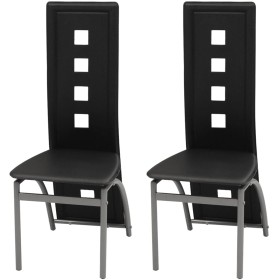 Dining chairs 2 units black synthetic leather by vidaXL, dining chairs - Ref: Foro24-243644, Price: 98,51 €, Discount: %