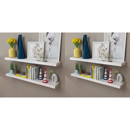 Wall shelves 4 units white 100 cm by , Shelves and shelves - Ref: Foro24-275999, Price: 108,04 €, Discount: %